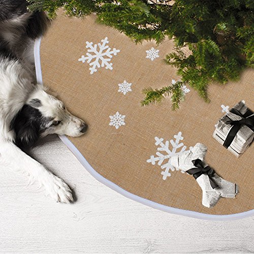 Aytai Christmas Tree Skirt 48 Inch Rustic Tree Skirts White Snowflake Printed Christmas Decorations Indoor Outdoor #TOP6