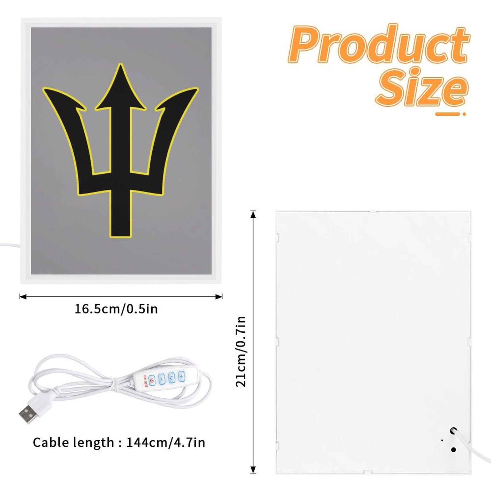 Barbados State Logo Mirror Night Light Personalized LED Lamp Desk Table Decoration Ornaments