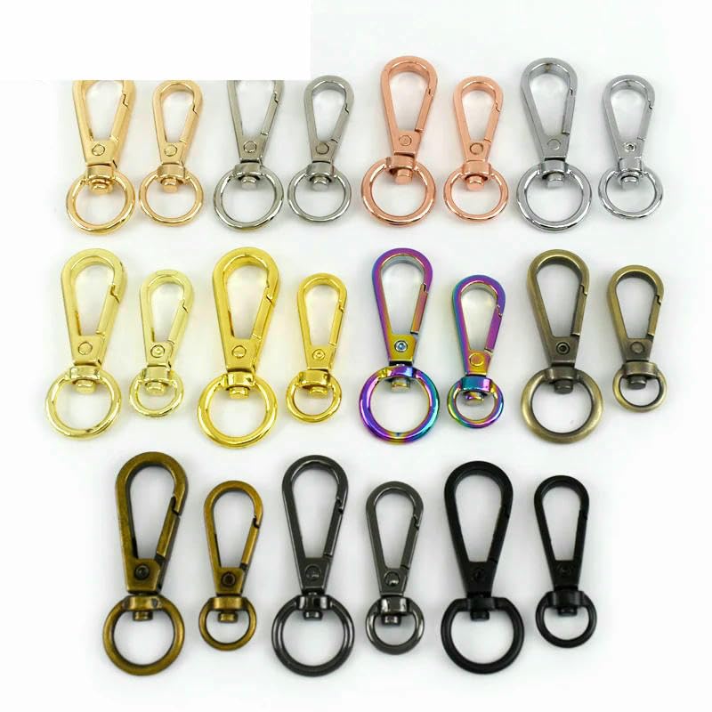 5-30 Hebillas metálicas de 13 mm para correas de bolsos, cierre giratorio, mosquetón pequeño, clip de resorte, llavero, gancho a presión, accesorios de ferretería para cintas - 30 unidades - Colo