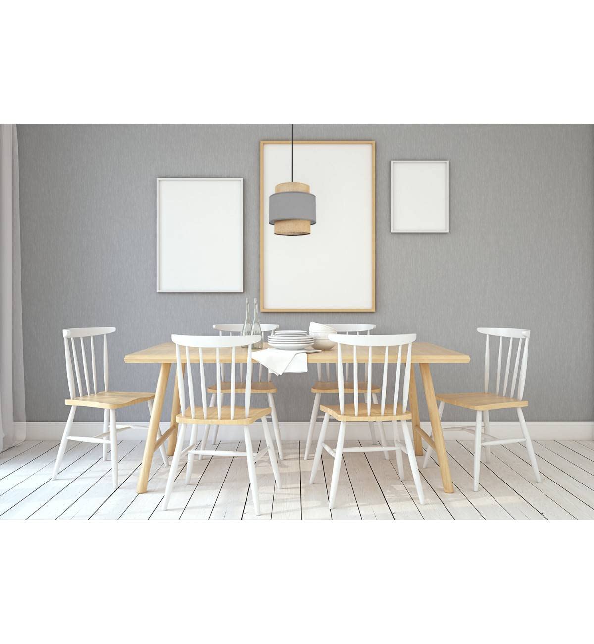 Light-Home Boho Lampara de Techo Colgante - Lampara de Techo Modernas para Salón Dormitorio y Cocina - de Metal con Pantalla de tela - E27-1 Luce - Gris y Yute