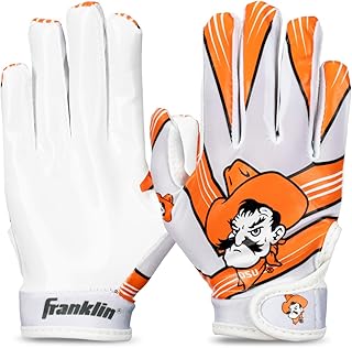 Youth NCAA Football Receiver Gloves - Receiver Gloves for Kids - NCAA Team Logos and Silicone Palm - Youth Pair - Great for Games & Costumes