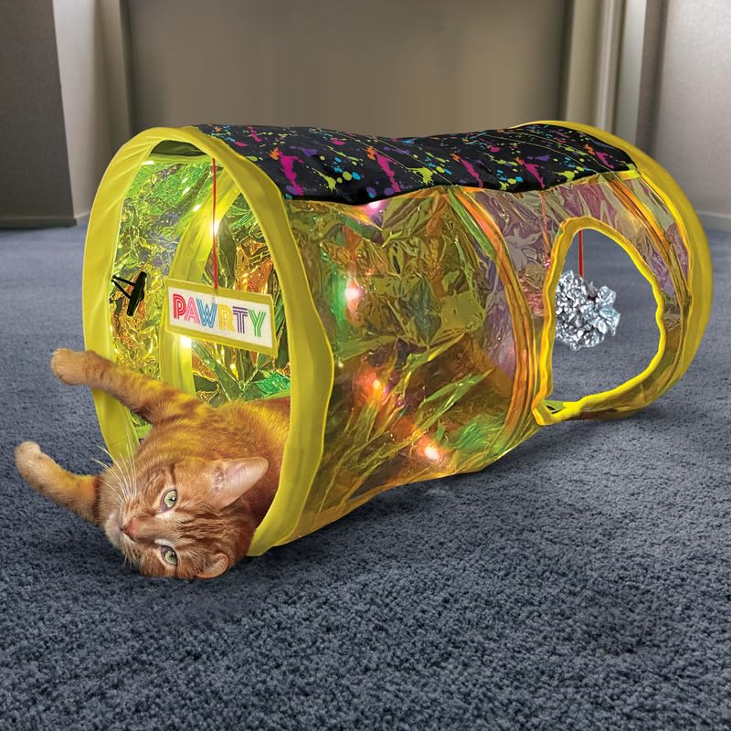 KONG PlaySpaces Rave Cave - Escondite para gatos con música/luces, casa plegable