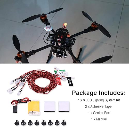 Miniatura 4 de Kit de luces LED de avión Rc - Kit de sistema de iluminación LED de 8 luces LED con luces intermitentes para avión RC y helicóptero