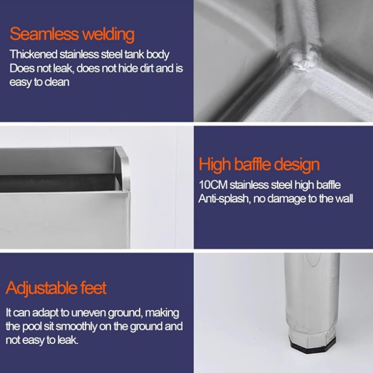 Commercial Floor Mop Sink, Stainless Steel Mop Bucket, Outdoor Sink with Faucet, Freestanding Wash Station for Kitchen,A-60x60x55cm