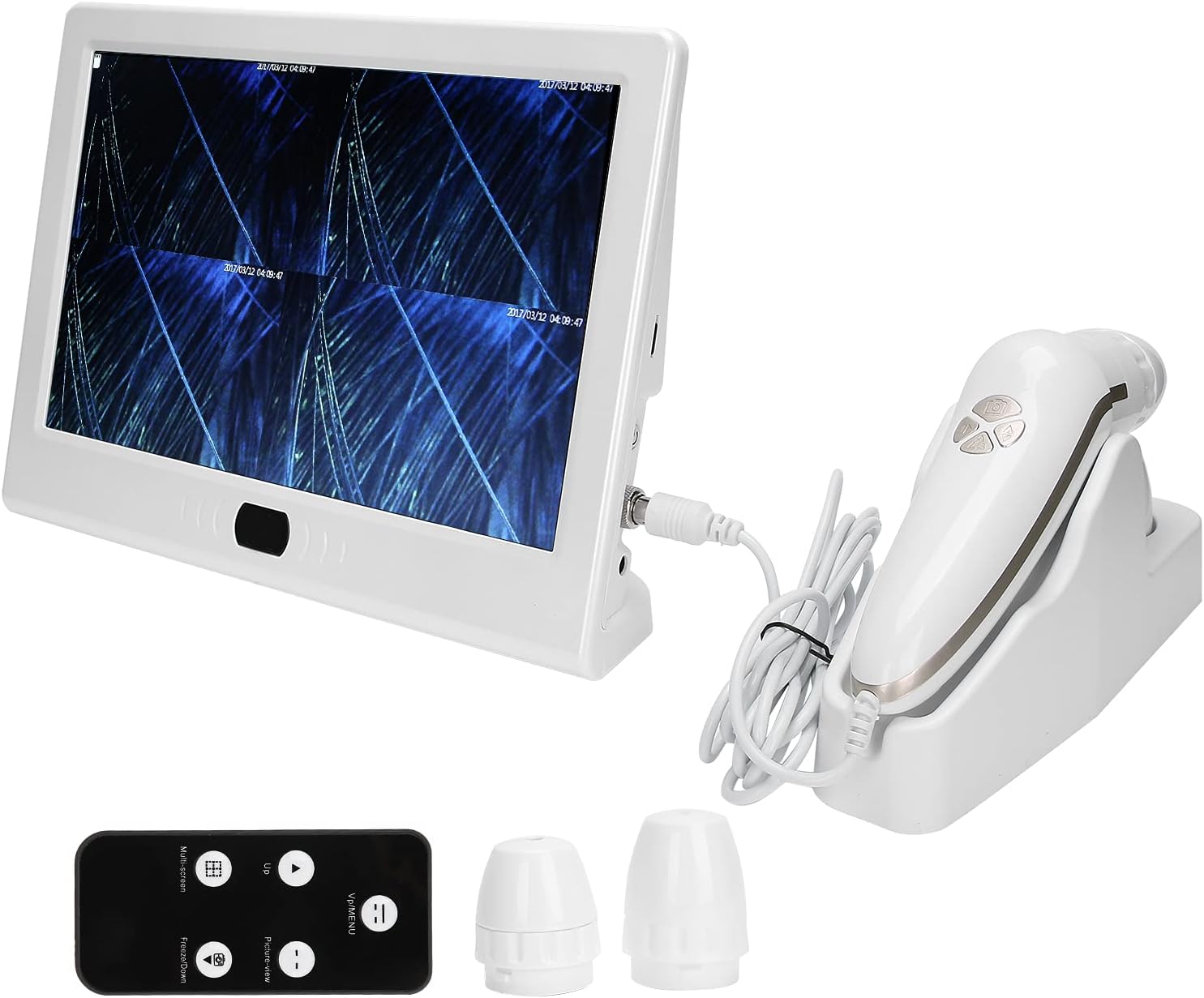 Scalp Detector, 13inch 50X/200X Lens Multi‑Functional Rechargeable Digital Hair Skin Analyzer Microscope Magnifier High Sensitivity Hair Follicle Skin Analyser Tester Machine with 3 Light Modes(US)