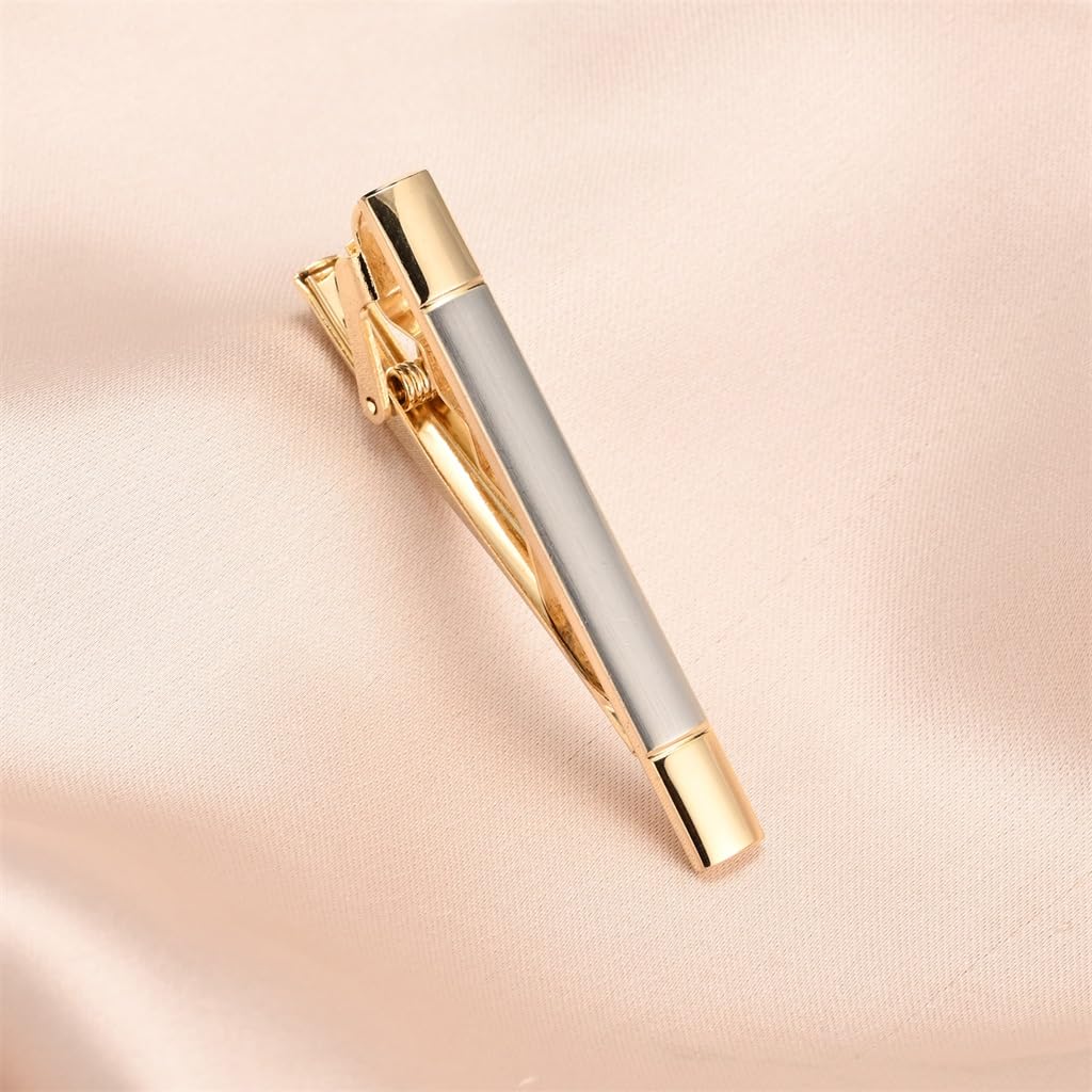 Business Krawattenklammer Set Emaille Gold Silber Klassische Schwarz und Weiß Gestreifte