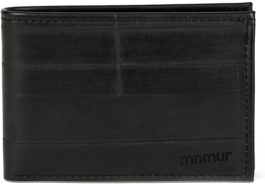 Small men's wallet with orange card holder - made from recycled bike tube // Very small and pocket size // Handmade in Italy