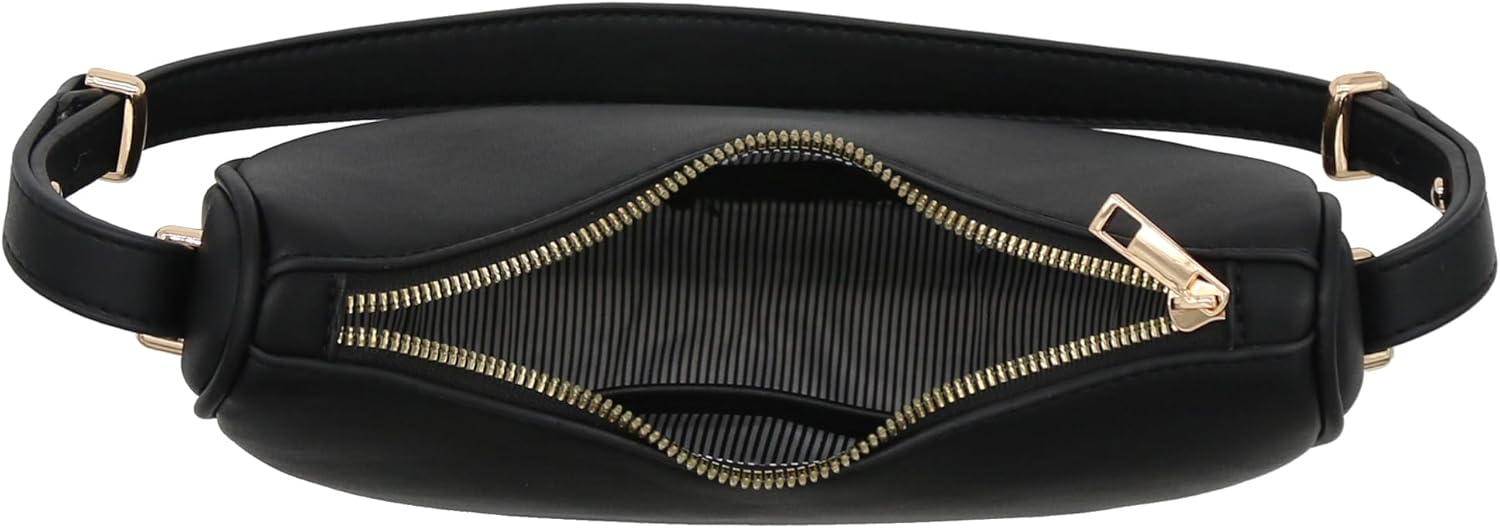 Small Crescent Smooth Faux Leather Underarm Shoulder Bag - Image 7