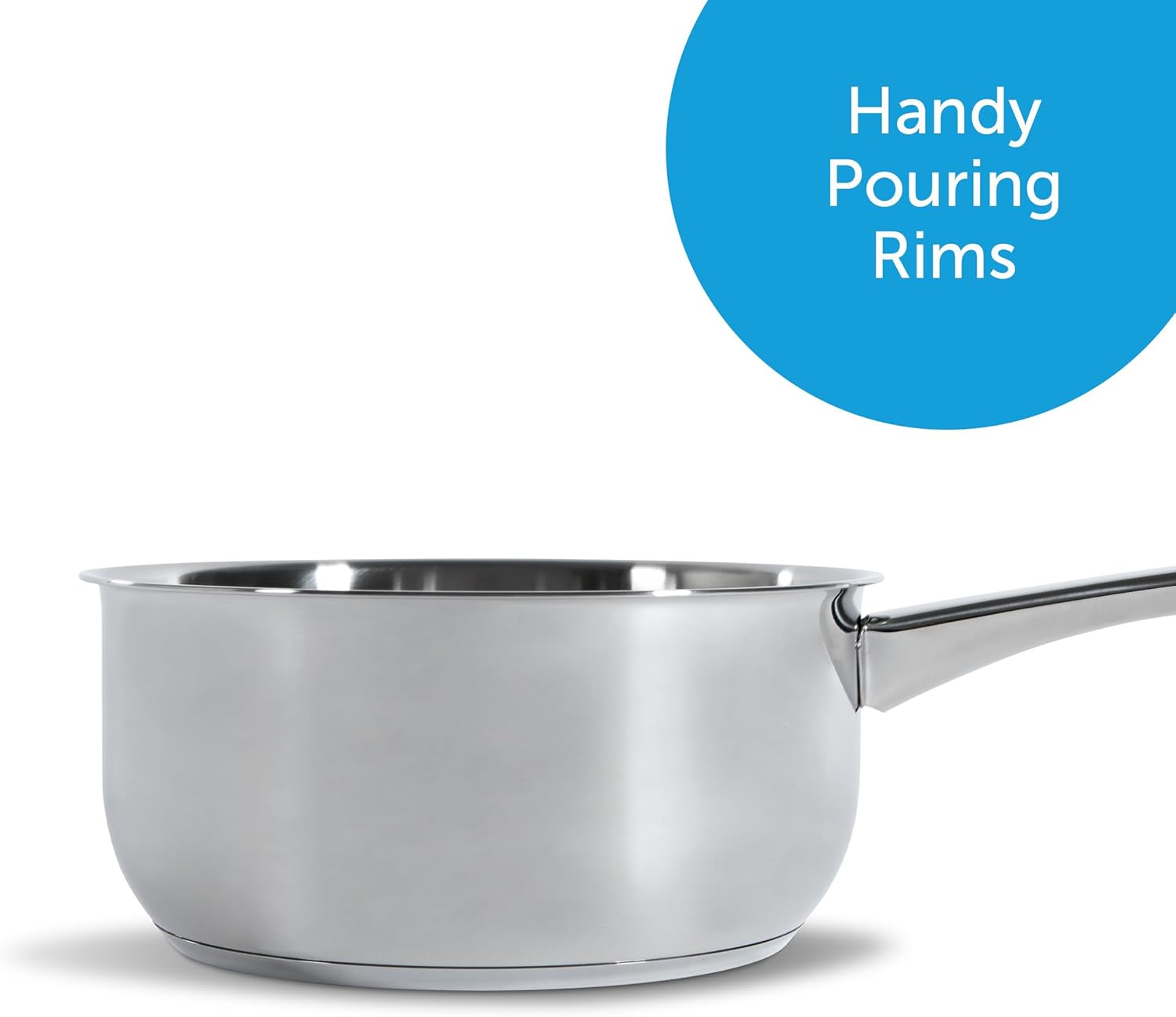 BK Bright Stainless Steel Induction Cooking Pan, 20 cm, Polished Exterior, Stay Cool Handle, Professional Cooking, 18/10 Stainless Steel, Induction, Oven Safe up to 230°C, Dishwasher Safe, Silver