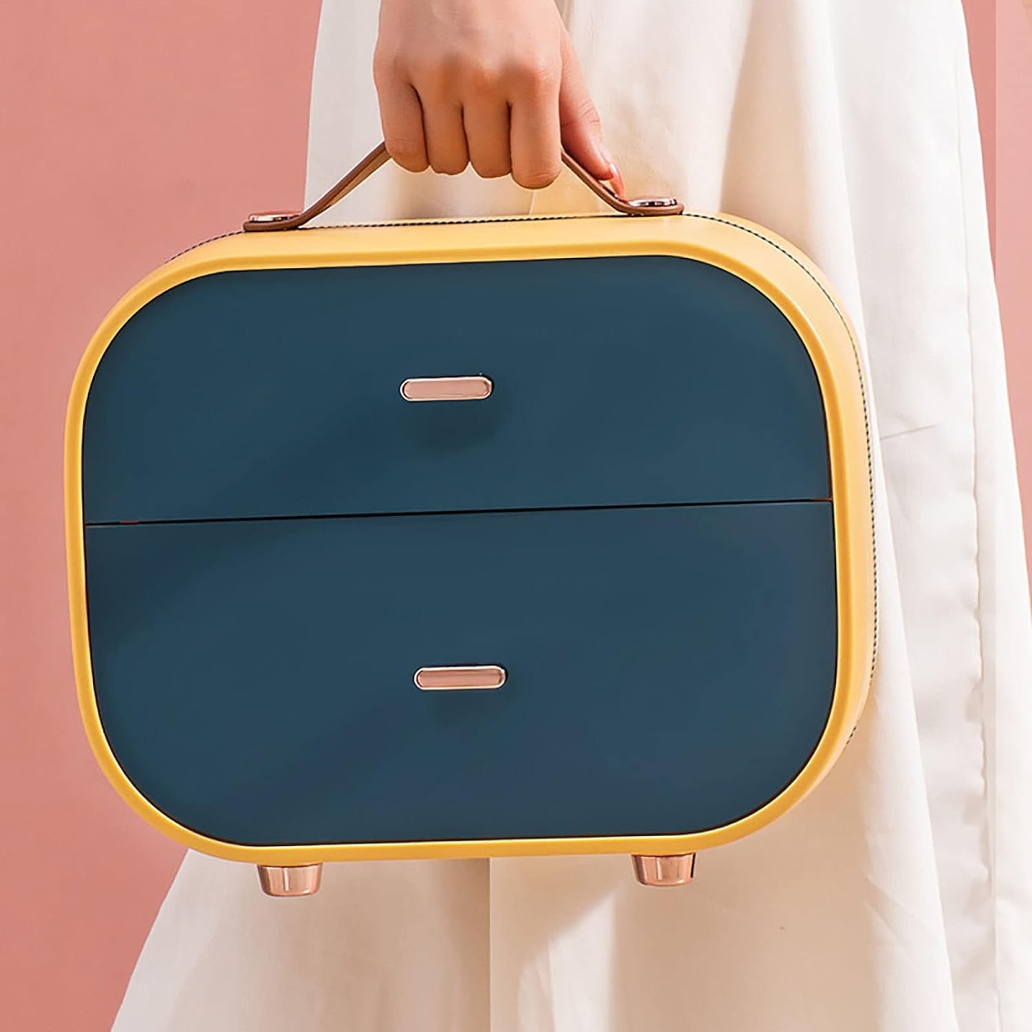 Organizador de Maquillaje Caja de Almacenamiento de cosméticos con asa portátil El Organizador Puede almacenar Sus cosméticos, Organizador de cajones de artículos de tocador, Puede limpiarlo