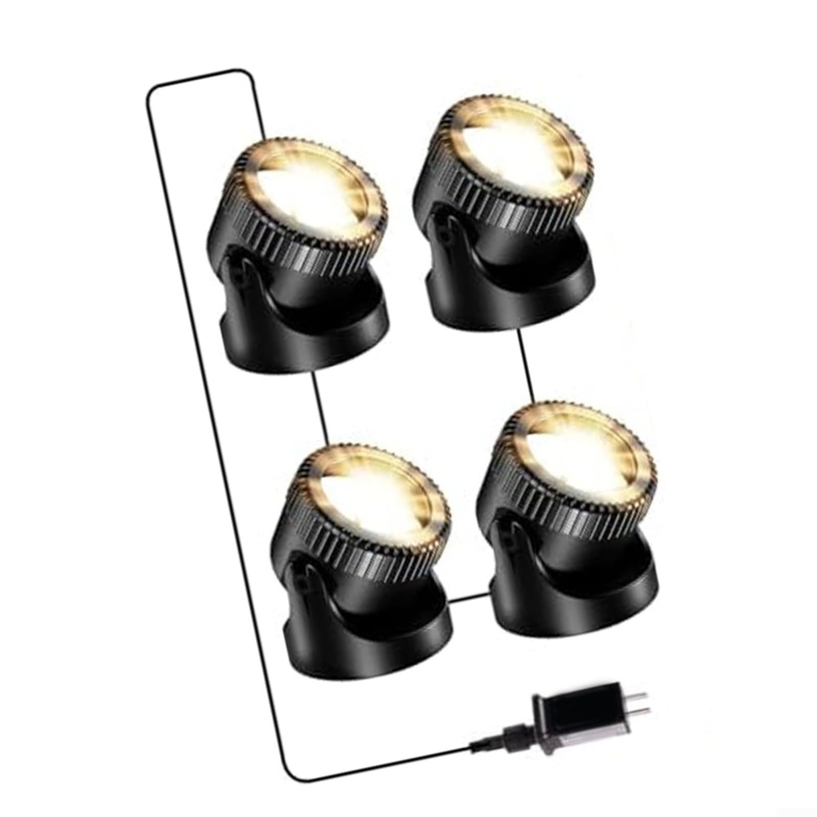 Luci subacquee 4 in 1 per laghetto, impermeabilità IP68, LED per giardino, piscina, fontana, decorazione, kit di illuminazione esterna (bianco caldo)