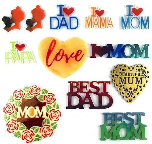 Miniatura 7 de LCCK Molde de resina epoxi para hacer joyas con texto en inglés Love para colgar en el día de la madre, día del padre, molde de silicona para