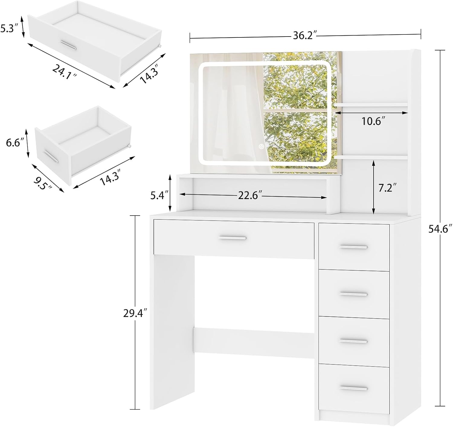 Vanity Desk Dimensions Diagram