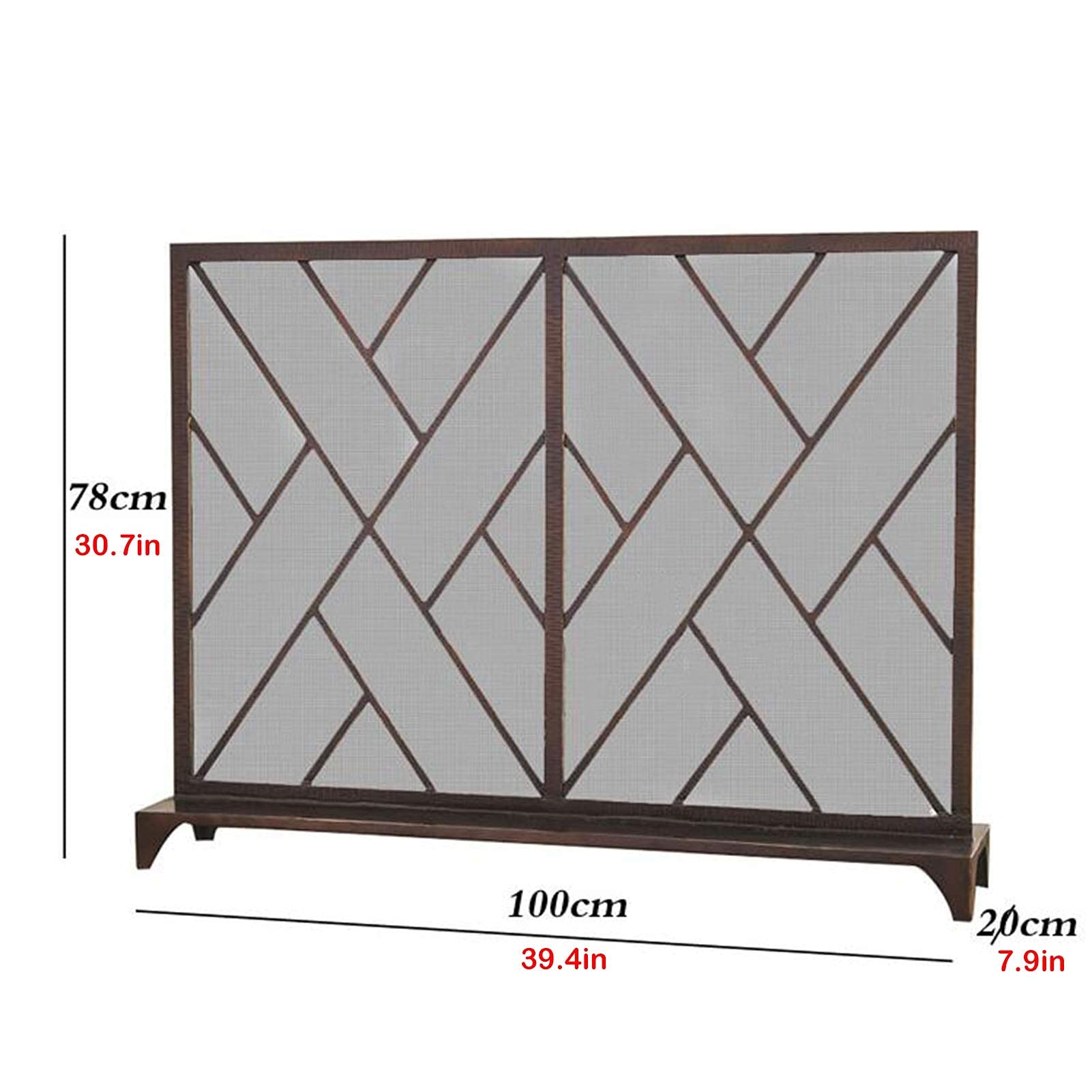 Parascintille in Ferro battuto a Pannello Singolo, Parascintille Piatto Grande per Decorazione Camino del Soggiorno, 39,4 × 7,9 × 30,7 Pollici Present