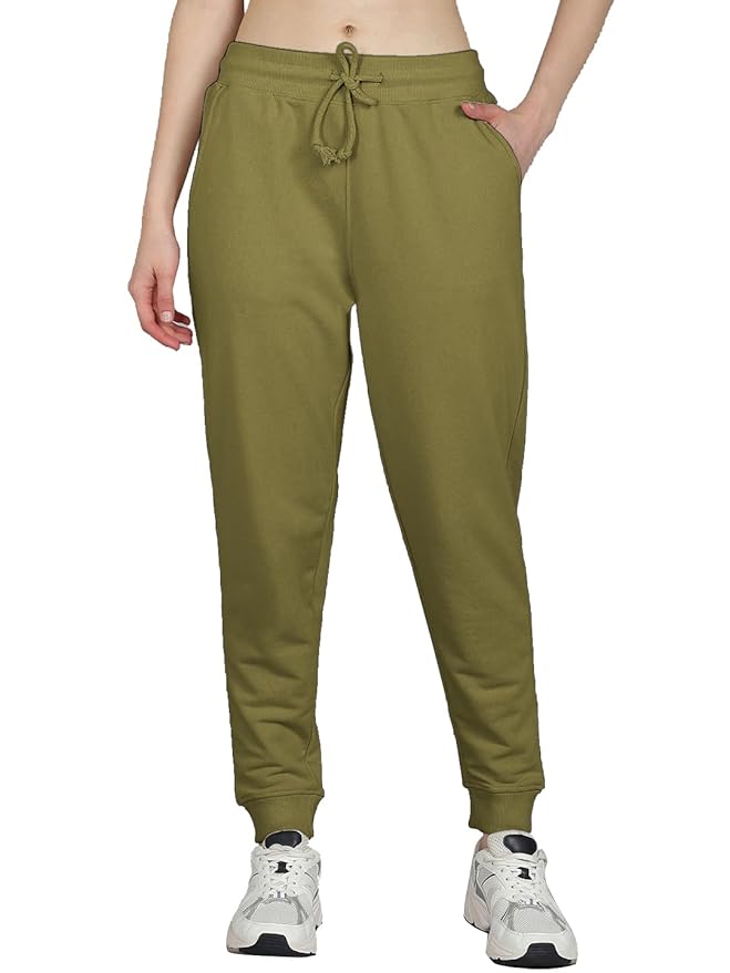 Vogaan Women’s Cotton Blend Regular Fit Track Pants | Drawstring Waist Solid Joggers | Super Combed Casual Joggers for Running & Gym