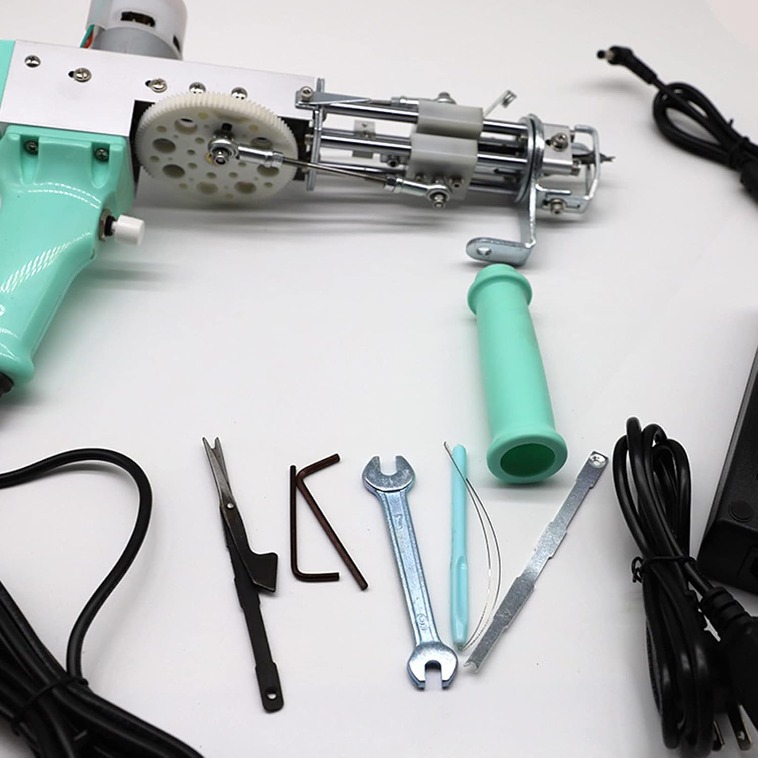Electric Rug Tufting Gun, Cut Pile & Loop Pile, High Speed Handheld Rug Carpet Weaving Machine, Pile Height and Needle Speed Adjustable, Embroidery Tool Kit
