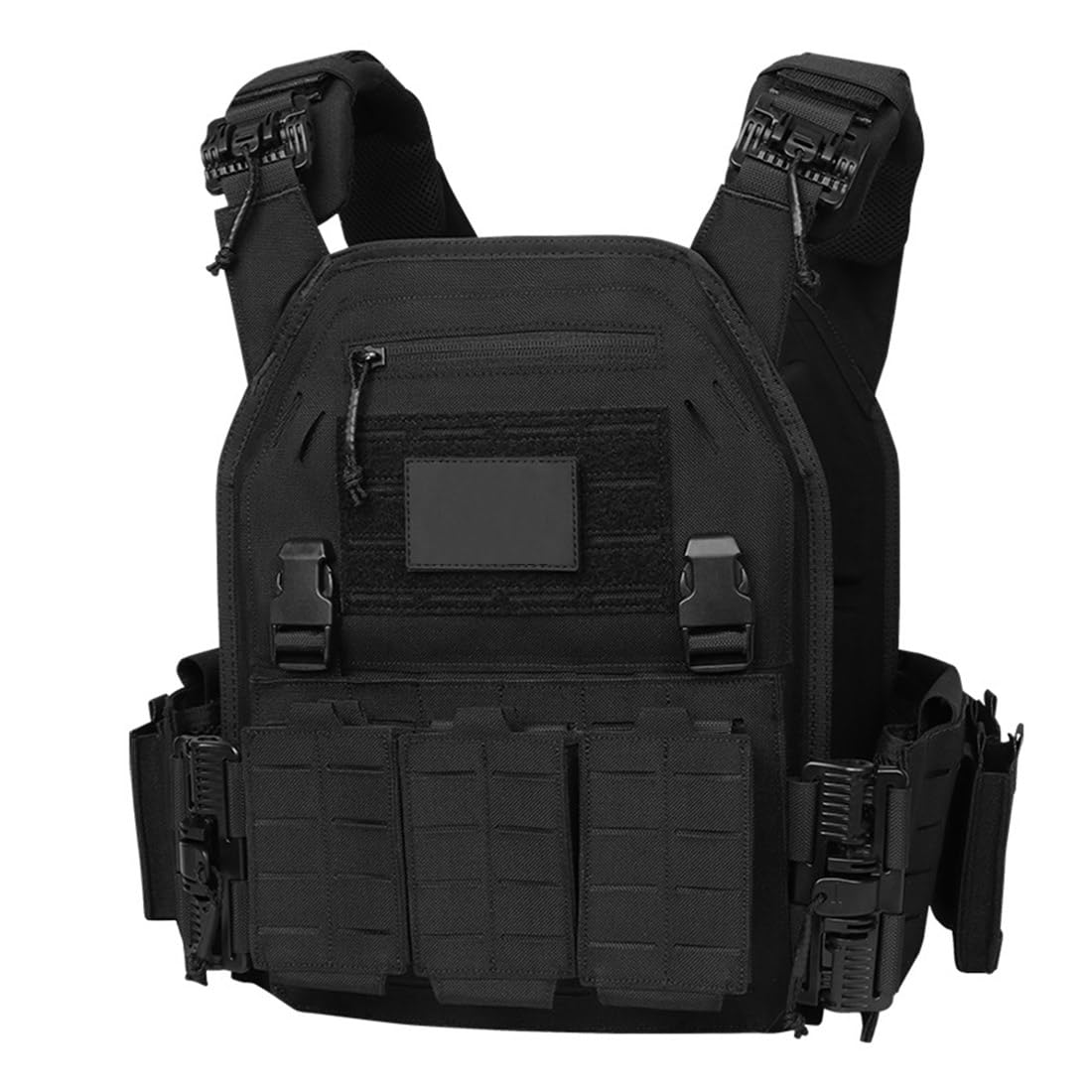 Mious MOLLE Tactical Vest for Adults, Adjustable Lightweight Quick-Release Vest Multi-Functional CS Games Combat Training Gear for Military Enthusiasts, Outdoor Tactical Gear (black)