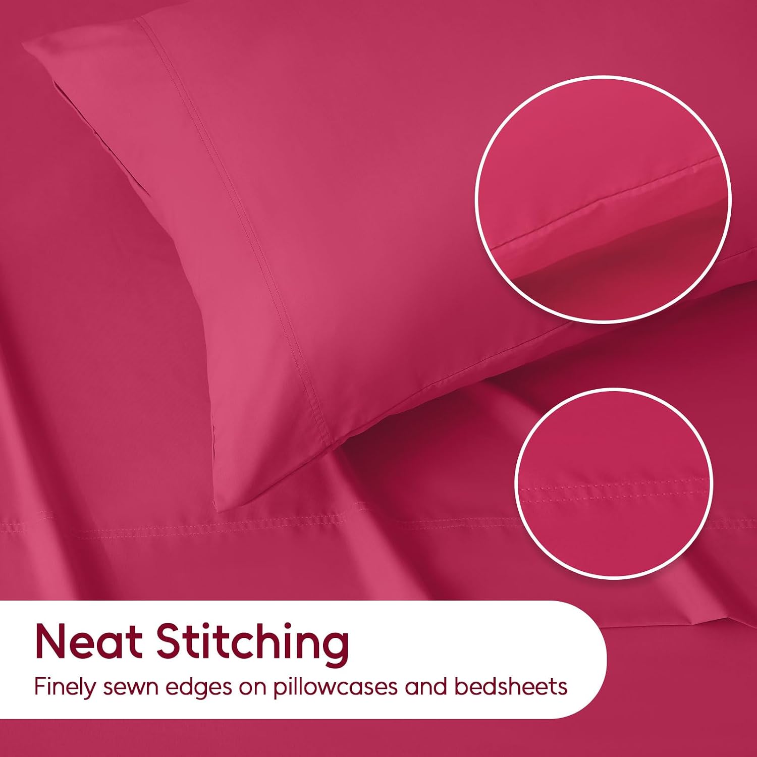 LONAVA Full Sheet Set 4 Pieces,Magenta Red Ultra Soft & Breathable Microbifer Sheets, 1600 Thread Count Hotel Luxury Oeko-Tex Bed Sheets, 14-16 Inch Deep Pocket Durable Wrinkle Free Sheets image 3