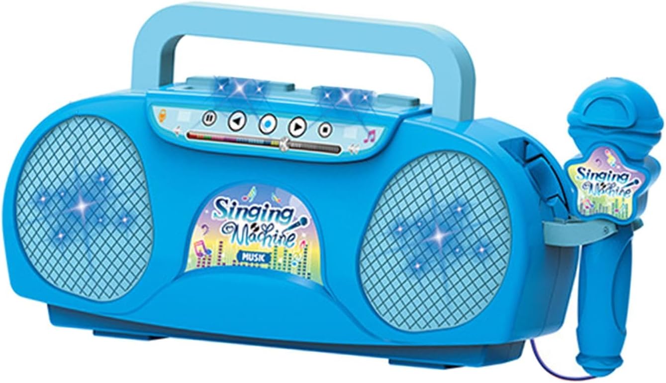 Kids Karaoke Machine Mini Speaker Birthday Gifts Learning Toys Portable for Travel Outdoor Picnic Party Girls Boys, Blue
