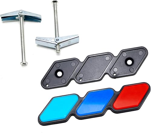 Miniatura 8 de iJDMTOY Emblema icónico de 3 colores a rayas de parrilla inferior/capó con pernos de anclaje de palanca no requiere extracción, compatible con BMW 1