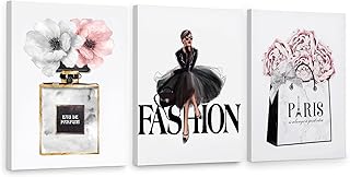 CoziTech Framed Fashion Women Canvas Wall Art for Girls Bedroom Decor, F...