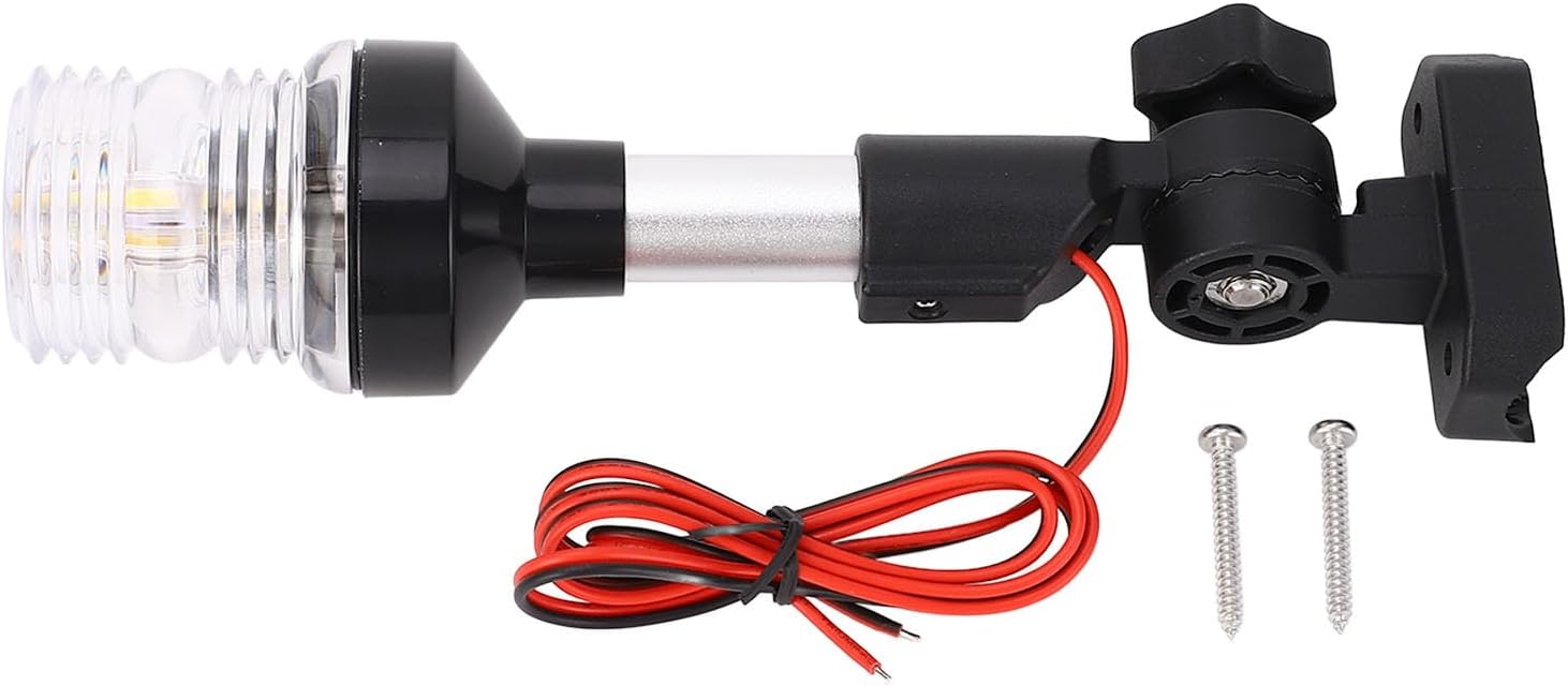 Jectse Fold Down Boat Stern Light IP67 Waterproof Anchor Light LED 3NM Visibility All Round for Flat Boats USCG Compliance Aluminum Alloy (9 Inch)