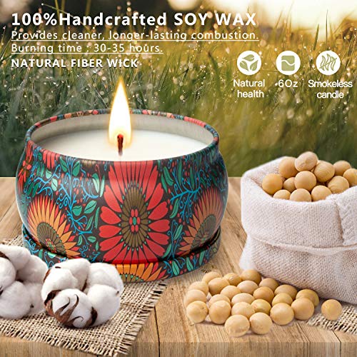 Candles Gifts for Women, Aromatherapy Candles, Candles for Home Scented, 6Oz Soy Wax Candles in Portable Travel Tin, Birthday Gifts for Women Men Meditation, Yoga, Mother's Day(6 Pack) - Thumbnail 2