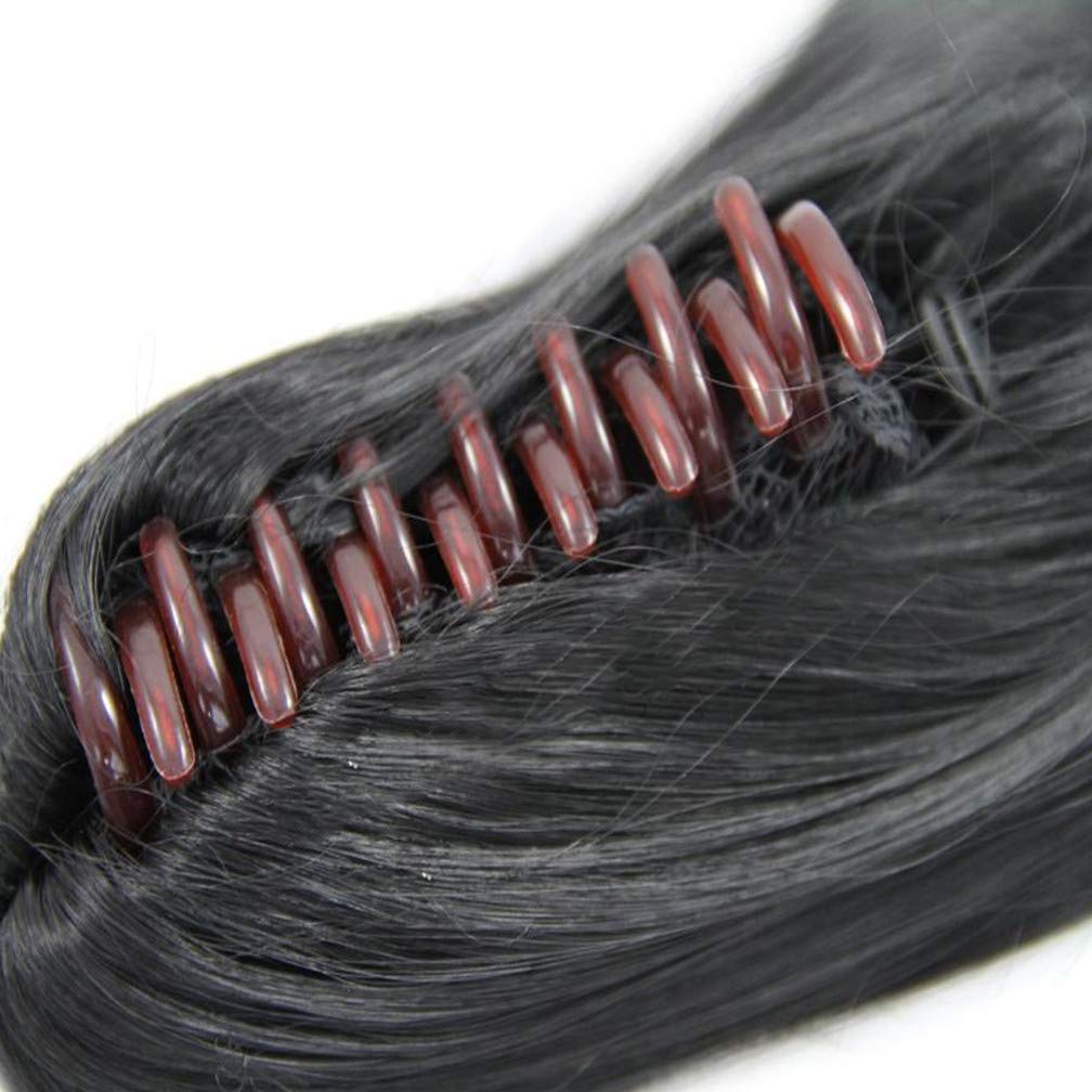 15'' Hair Extensions Claw Clip in Ponytail Long Straight Wigs Remy Thick Hairpieces for Women 85g 60#