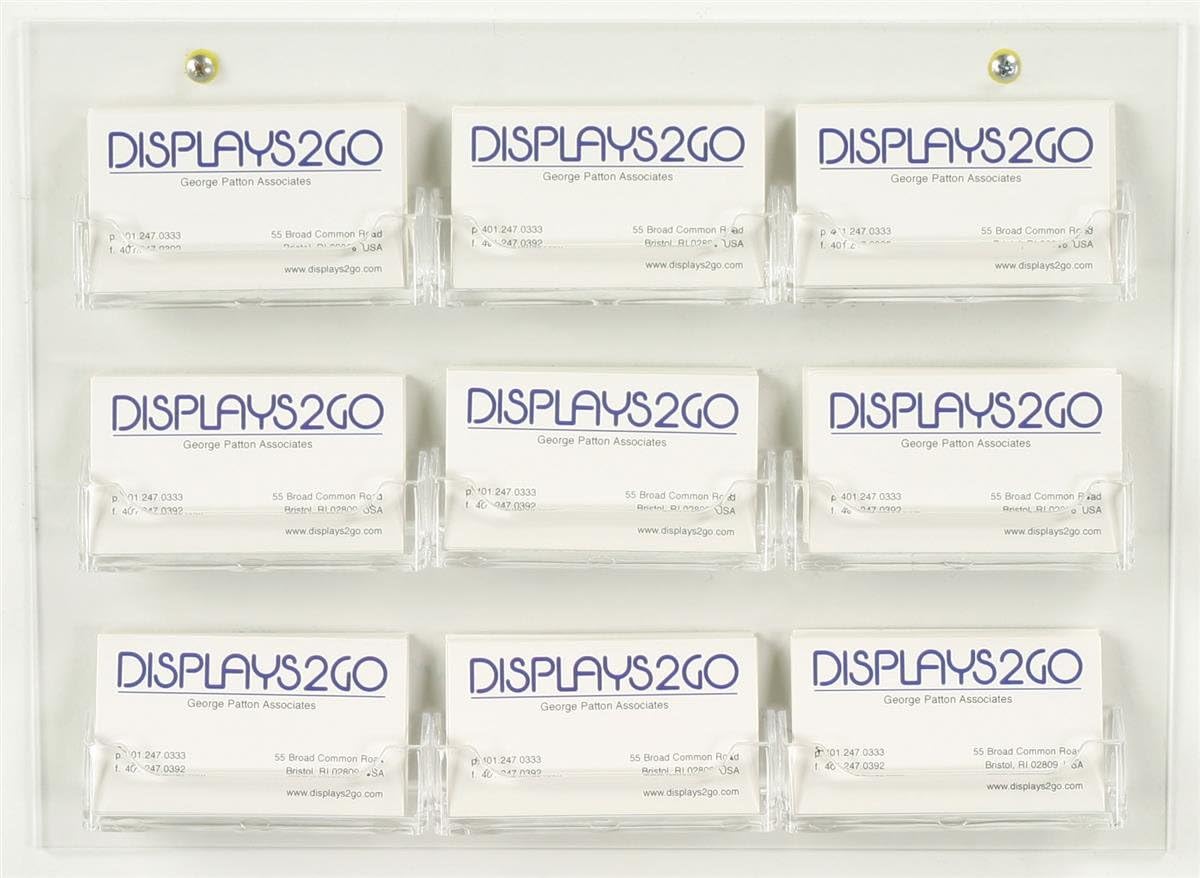 Set of 10, Clear Acrylic Business Card Holder, Wall Mounted, with 9 Pockets, Open Face Literature Display Rack