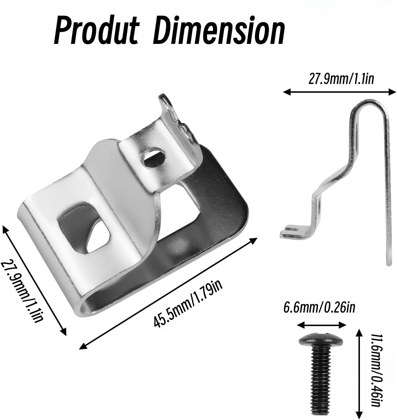 6-Pack Stainless Steel Belt Clips for Dewalt 20V Power Tools (N268241, N086039) - Compatible with Models DCD980, DCD985, DCD980L2, DCD985L2 - Includes Screws & Drill Bit Hooks，dewalt belt clip