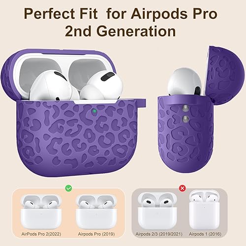 Vista 346 de Funda para Airpods de 2ª y 1ª, silicona suave, leopardo, compatible con Apple AirPods de 2ª/1ª generación de carga con llavero, a prueba de golpes