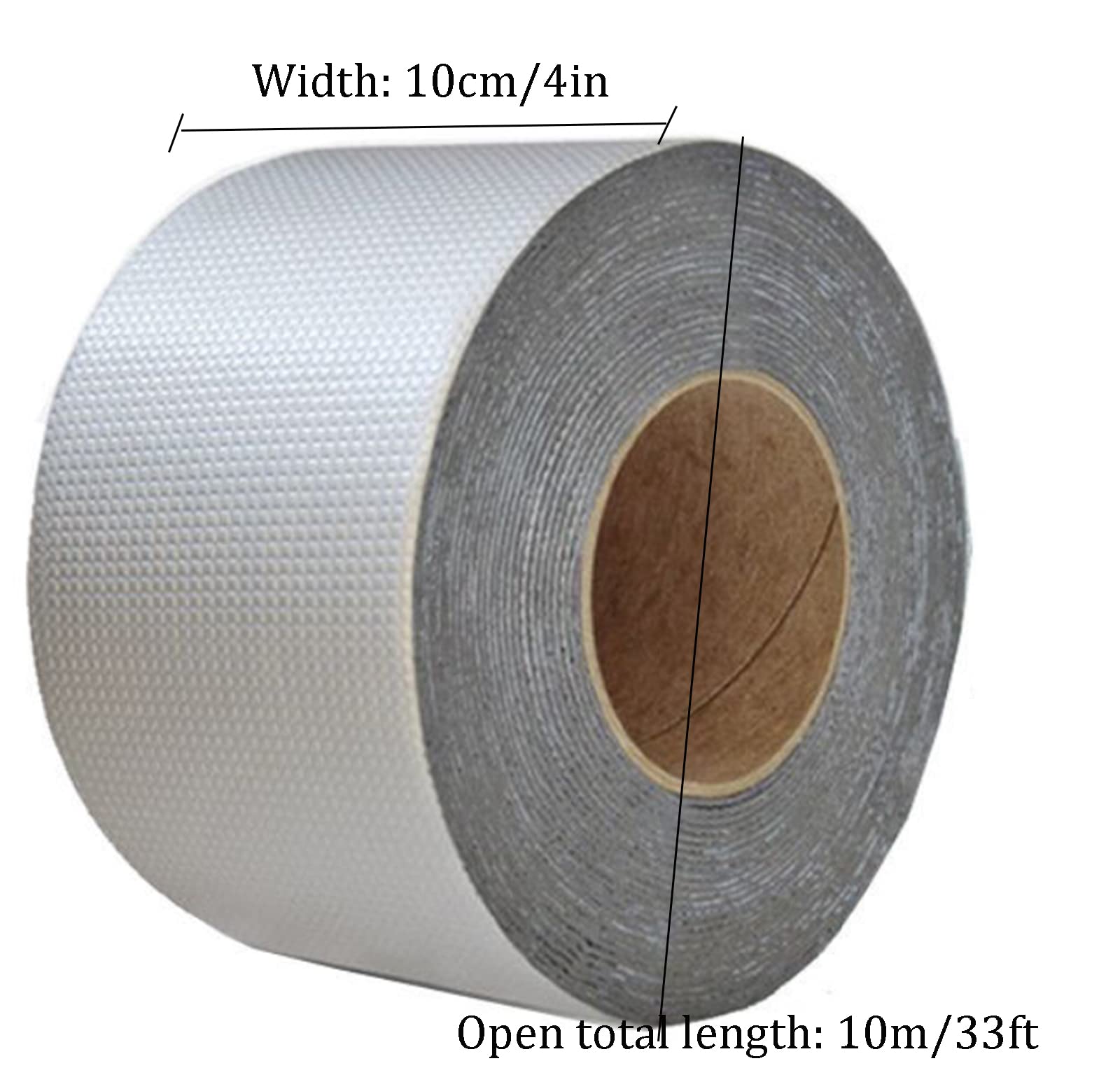 Nastro butilico, Nastro per tetti, Nastro in Alluminio da 2/4 Pollici x 16/33 Piedi con Adesivo in Gomma butilica for finestre e raccordi for tetti in Metallo, rattoppi(10cm*10m)