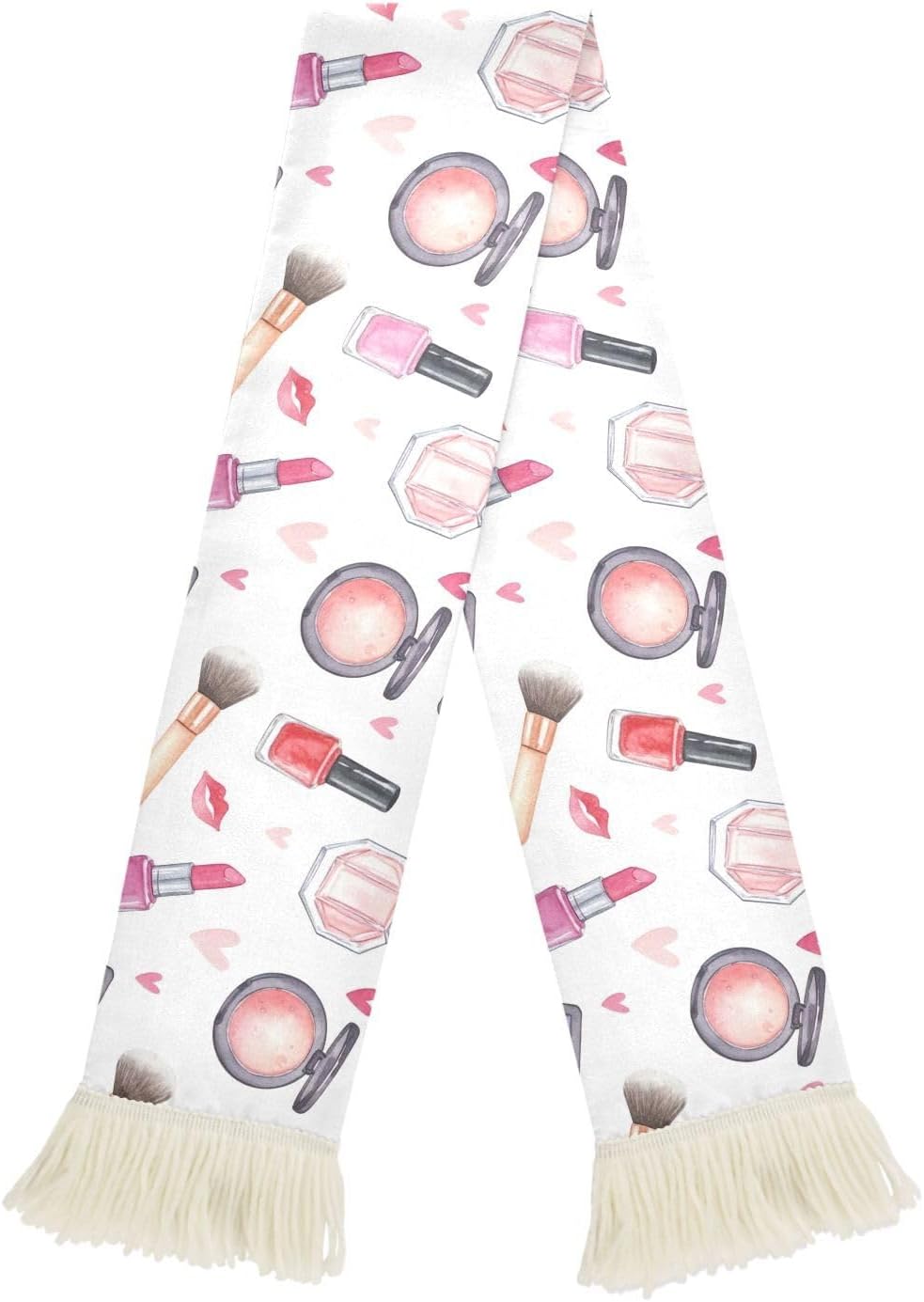 CHIFIGNO Blush Hearts White Sports Fan Scarf, Soft Quick Dry Polyester Cheering Towel for Soccer Games, Sweat Wicking Rally Scarf with Fringe Ends