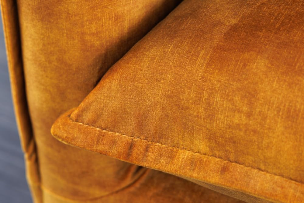 3-Sitzer Sofa HEAVEN - 200cm - senfgelb - Samt - Federkern Hussensofa