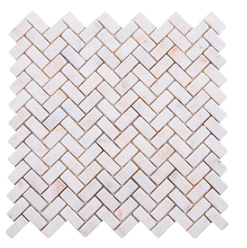 SuperDeal (10 piastrelle) mosaico in marmo pietra naturale a forma di aringa dorata anticata, mosaico di marmo per pavimenti, pareti, bagno, WC, doccia, cucina, specchio per piastrelle, rivestimento