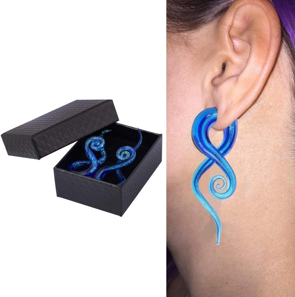 YOFANST Ear Stretching Glass Spiral Tapers Gauges 4g-9/16 inch Blue, Glow in The Dark, Purple, Green, Red