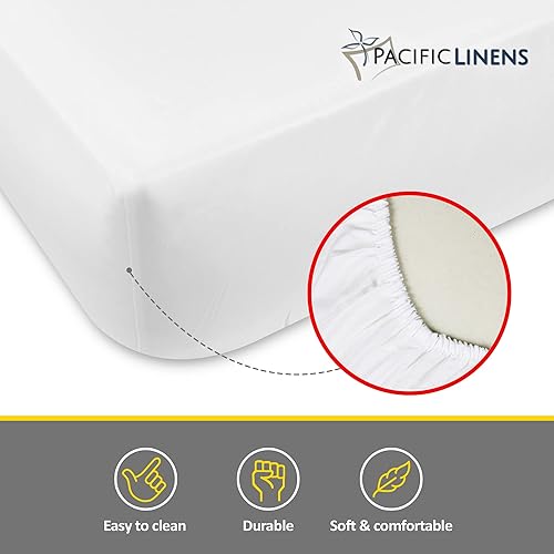 Miniatura 3 de Pacific Linens - Juego de 12 sábanas bajeras, color blanco, tamaño Queen (60 x 80 x 15 pulgadas), 200 TC, mezcla de polialgodón, calidad de hotel,