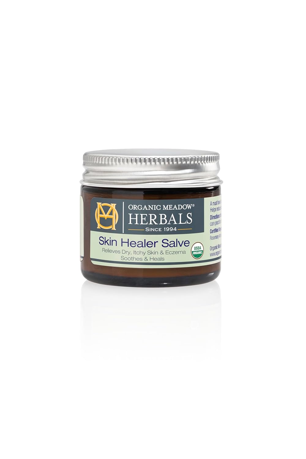 Organic Meadow Herbals Skin Healer Salve 2oz, USDA Certified Organic. For Eczema, Cuts, Burns, Itchy, dry Skin. Woman-owned & Operated Since 1994.