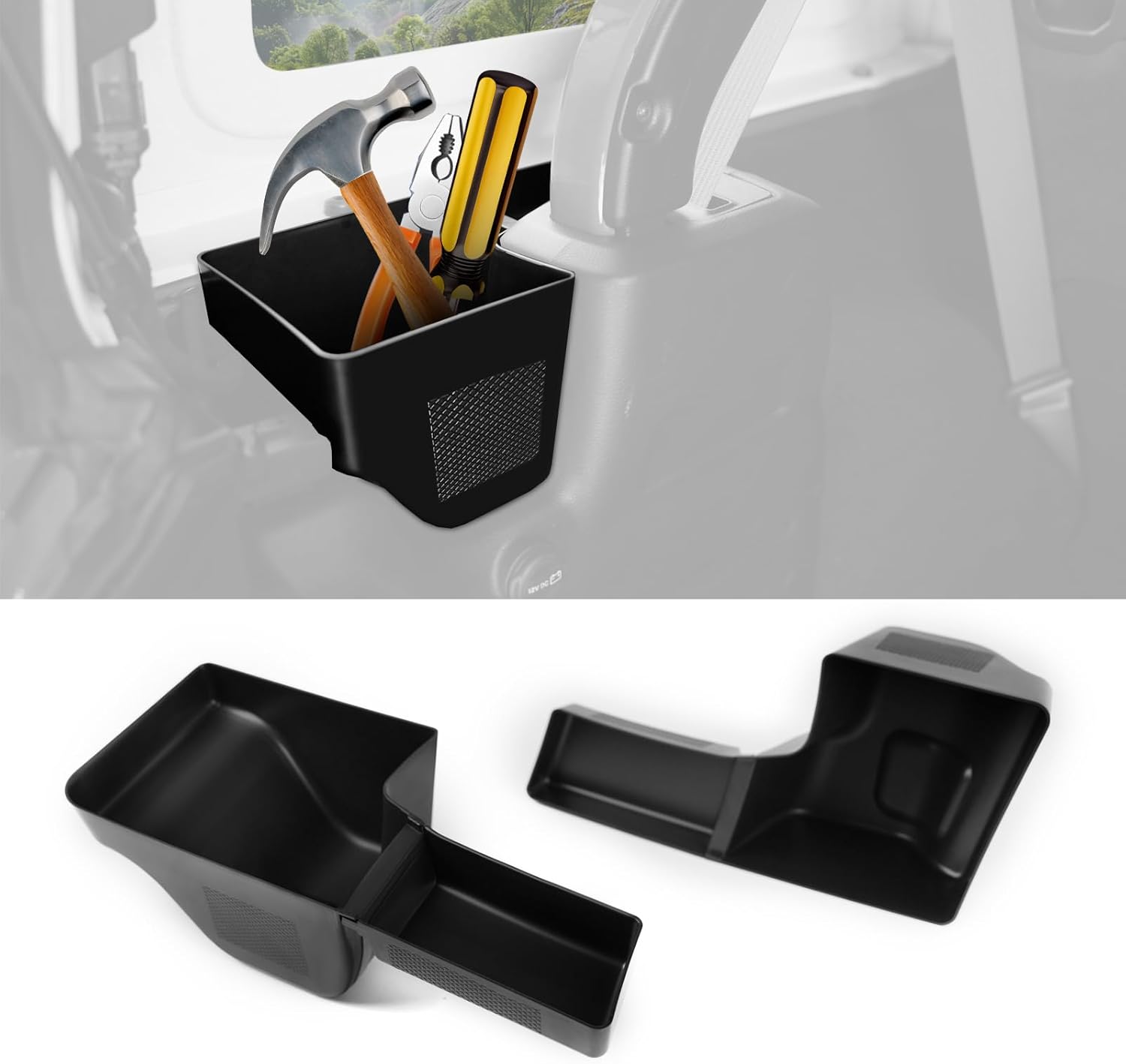 Center Console Shifter Storage Box for Jeep Wrangler JL JLU 2018-2025 & Gladiator JT 2020+ 2/4 Door, Center Armrest Box Interior Accessories Organizer Gear Storage, Black, 3PCS Set