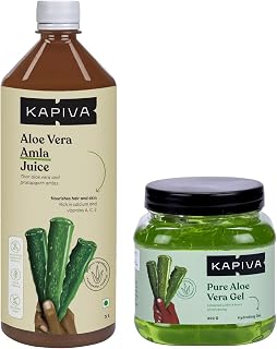 Kapiva Aloe and Amla Juice + Aloe Vera Gel | Ayurvedic Combo for Clearer Skin and Stronger Hair (1L+500g)