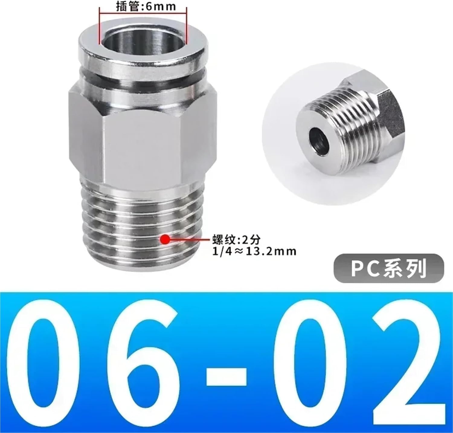 304 Stainless Steel Air Fittings Quick Coupling 4/6/8/10/12mm Male Thread M5 1/8 1/4 1/2 Push In Hose Pneumatic Connectors 1Pcs(6-02)