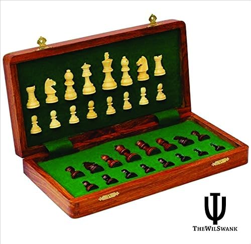 Miniatura 5 de PREMIUM thewilswank 10 x 10 inch – La mejor Juego de ajedrez hecho a mano de madera palisandro 10 x 10 inch plegable Juego de ajedrez Junta con