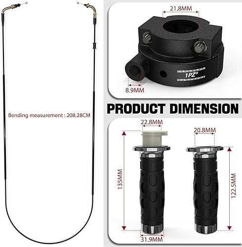 Miniatura 2 de 1PZ GS1-S78 7/8 "Universal Throttle Twist Grip Set con cable de acelerador para 50cc 80cc 125cc 150cc GY6 4 tiempos Scooter Motociclomotor ATV