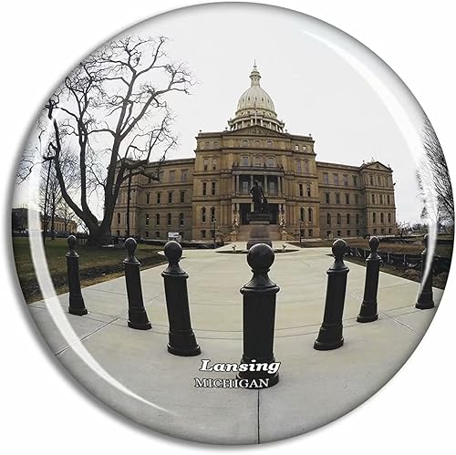 Lansing Michigan State Capitol Michigan USA - Imán para nevera, regalo de viaje, colección de recuerdo, cristal 3D