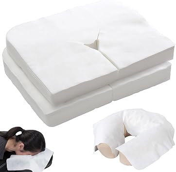 KASURE 120 Pcs Disposable Face Cradle Covers,Non-woven Massage Pillow Cover with Face Hole, for Beauty Salon Tattoo