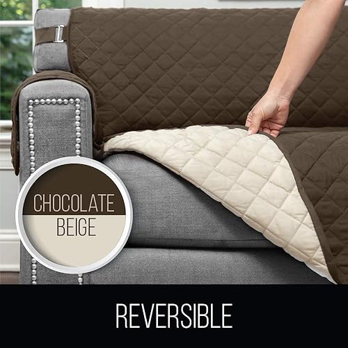 Miniatura 3 de Sofa Shield Protectores de sofá, color chocolate/beige, sofá para asiento de hasta 62 pulgadas de ancho y sofá para asiento de hasta 88 pulgadas,