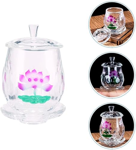 Miniatura 5 de Cabilock Vasos de vidrio Taza de té de vidrio Taza de altar Taza de oferta de agua Copa de adoración budista de vidrio Taza de cáliz Tazón de oferta