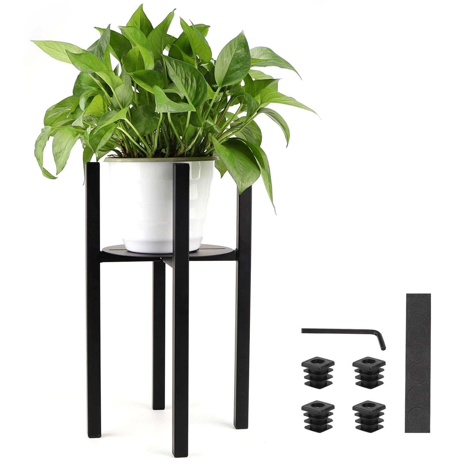 lalago Soporte Ajustable para Plantas, 41 cm de Alto, Soporte para macetas de Metal, Taburete con Bandeja de 24 a 36 cm de diámetro para macetas