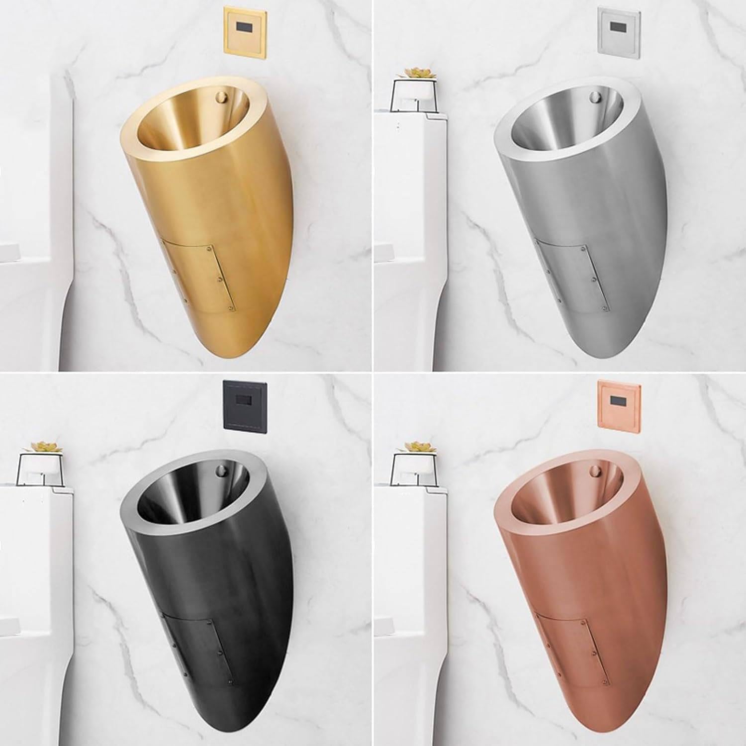 Wall-Mounted Urinal,Men's Commercial Flushing Urinal,Stainless Steel Urinals,Washout Urinal,Household Bathroom Urinal,Wall Mounted Sensor Urinal for Household