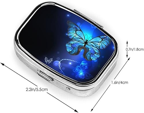 Miniatura 3 de Pastillero cuadrado de moda de mariposa azul, organizadores de pastillas pequeñas para monedero de viaje, talla única (10896)